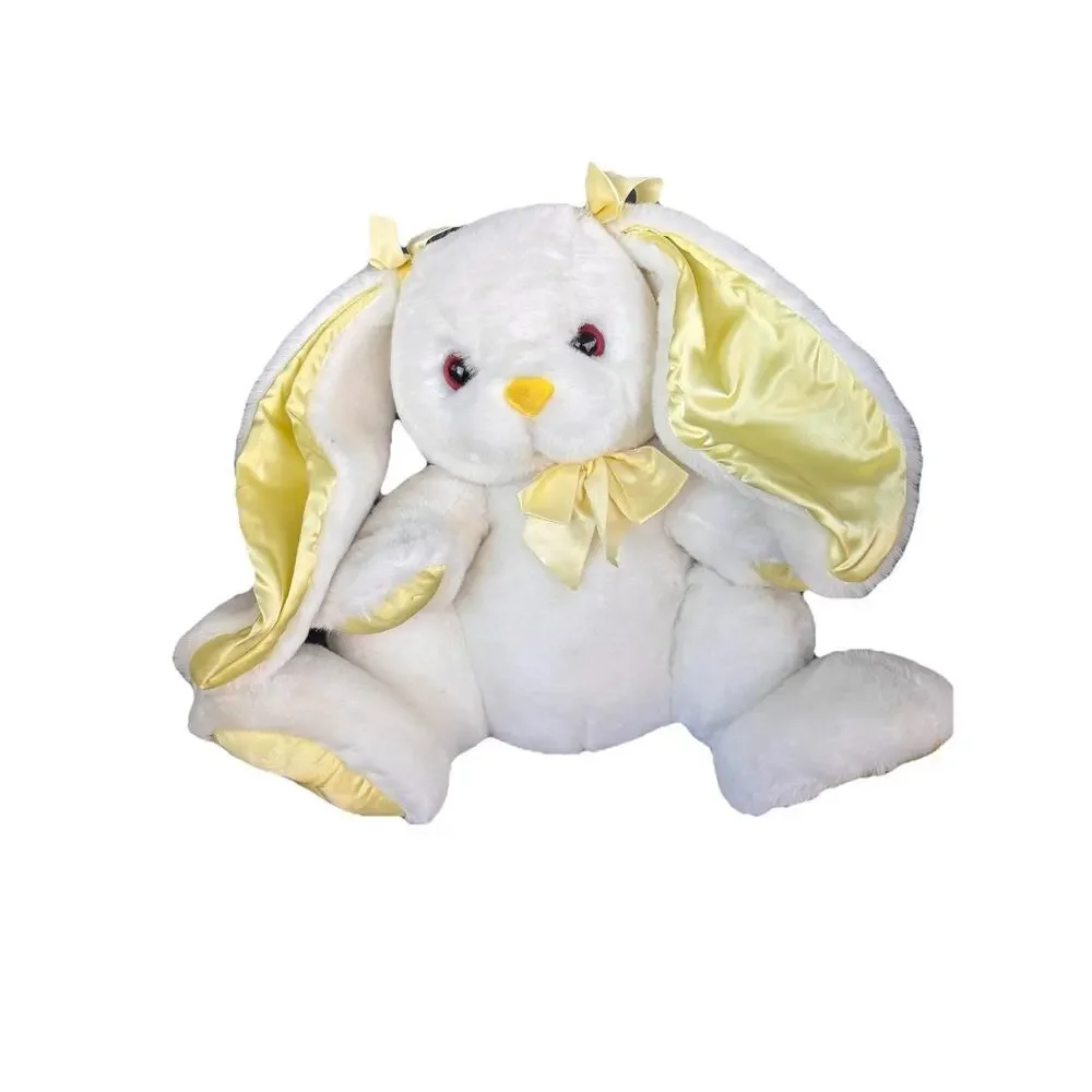 Commonwealth Easter Bunny Rabbit Plush Stuffed Animal 1988 Bow Tie Yellow Satin